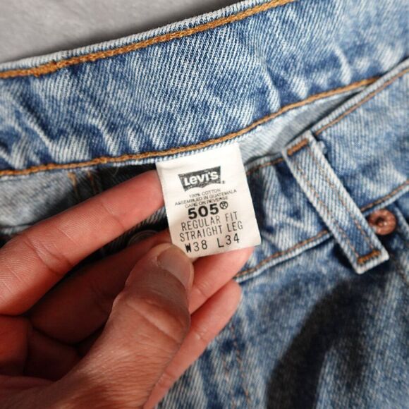 Vintage Levis 505 Regular Fit Straight Leg Denim Jeans Mens 38x34 (Fits 36x34) - Picture 5 of 14